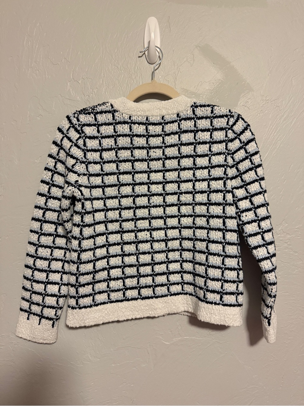 Veronica Beard Lavigne Check Knit Sweater Jacket in Blue & White Tweed Cardigan - Picture 9 of 9